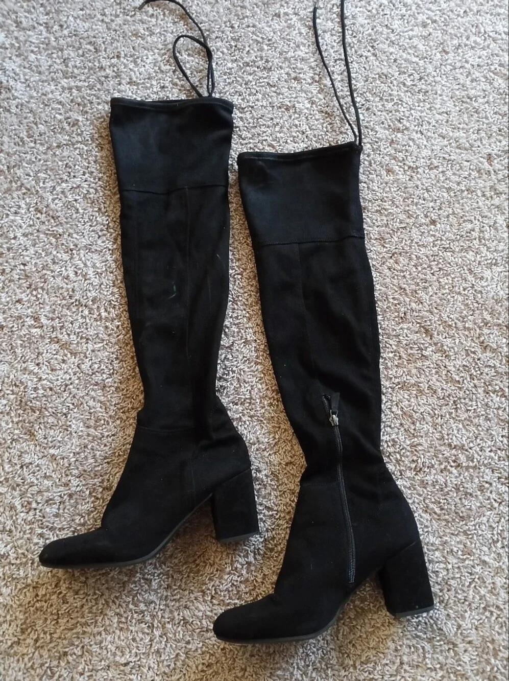 Franco Sarto Black Over-the-Knee Block Heel Boots